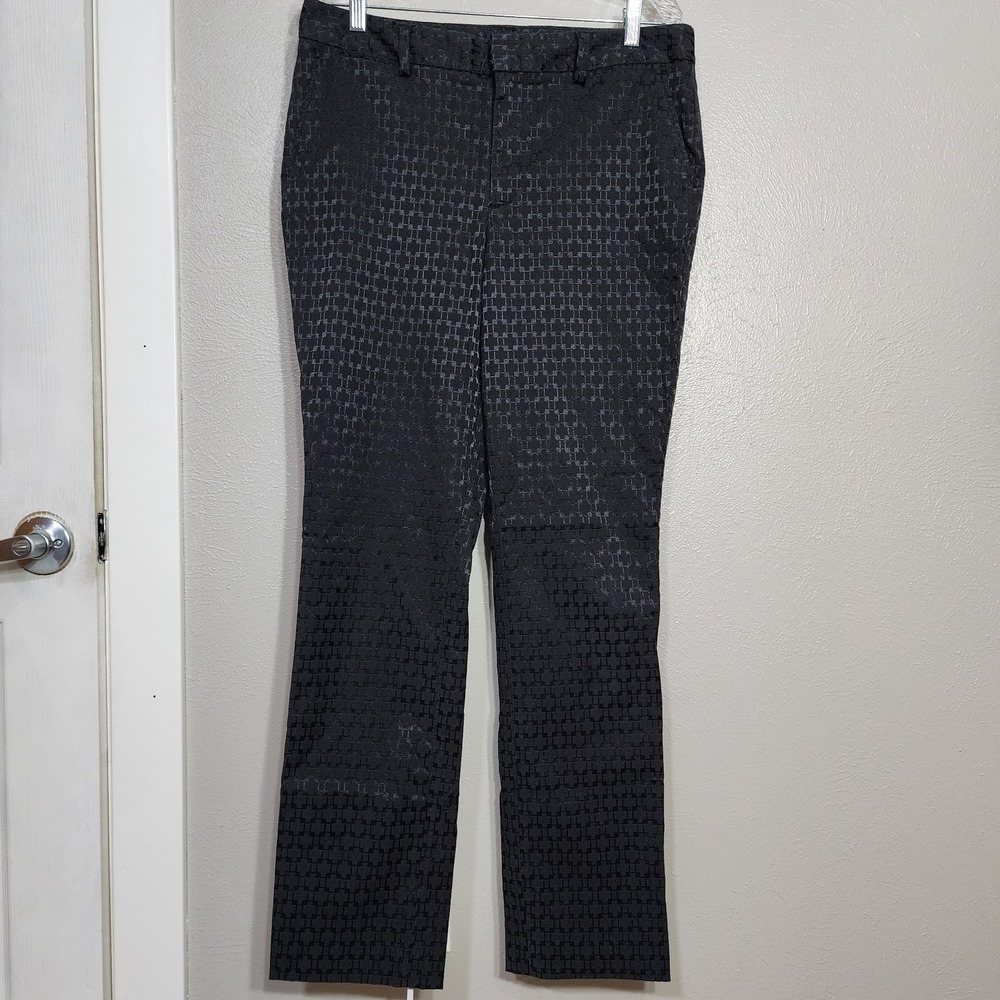 Lands End Pants Women's Size 14 Black Geometric‎ Print Straight Leg Chino Fit 2